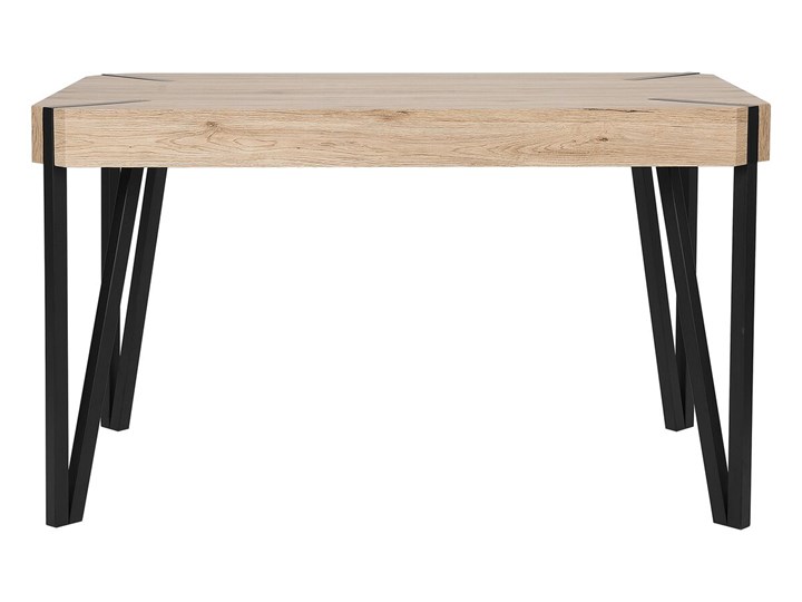 Stół do jadalni jasne drewno czarne metalowe nogi 130 x 90 cm prostokątny styl industrialny Długość 130 cm Kategoria Stoły kuchenne Płyta MDF Rozkładanie