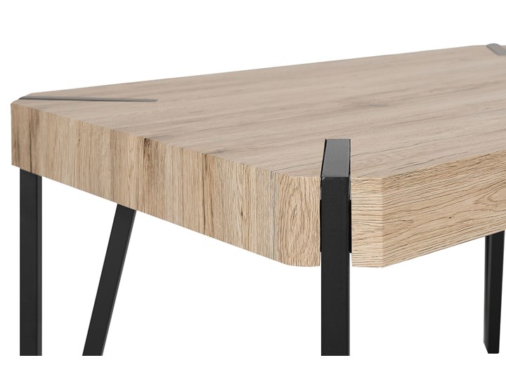 Stół do jadalni jasne drewno czarne metalowe nogi 130 x 90 cm prostokątny styl industrialny Pomieszczenie Stoły do jadalni Długość 130 cm Płyta MDF Rozkładanie