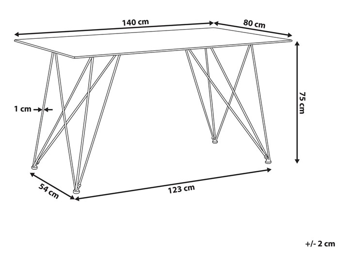 Stół do jadalni efekt marmuru biały ze złotym blat szkło hartowane metalowe nogi 140 x 80 cm styl glam salon Długość 140 cm Styl Glamour