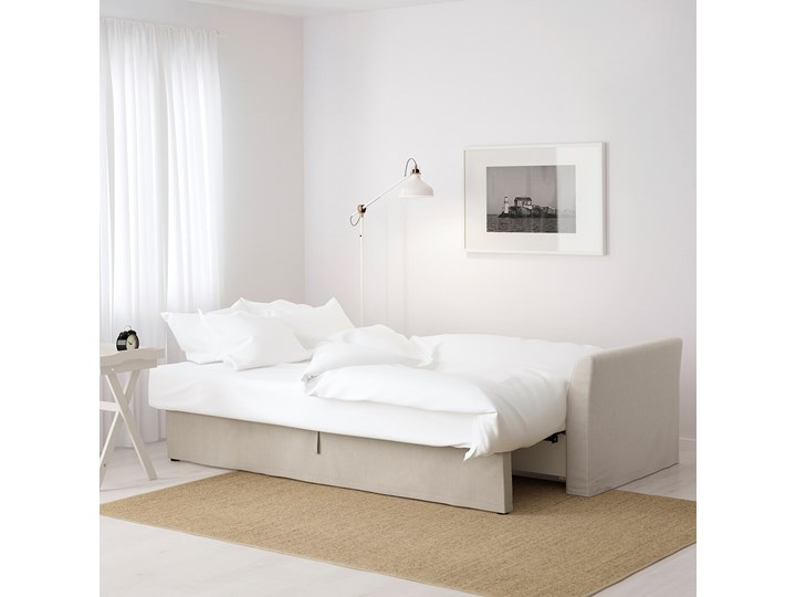 HOLMSUND Sofa trzyosobowa rozkładana Głębokość 60 cm Głębokość 99 cm Kolor Beżowy Szerokość 230 cm Amerykanka Styl Nowoczesny