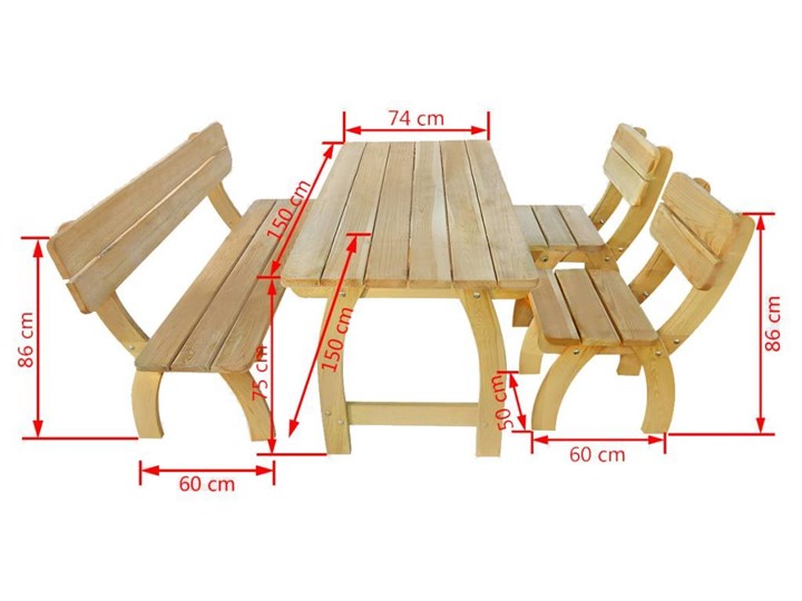 Zestaw drewnianych mebli ogrodowych Darco 2X - brązowy Stoły z krzesłami Styl Rustykalny Drewno Zawartość zestawu Krzesła