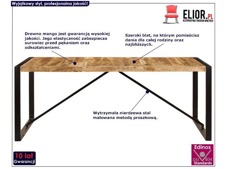 Industrialny stół drewniany 100x200 – Veriz 5X Wysokość 75 cm Kształt blatu Prostokątny Szerokość 100 cm Długość 200 cm Drewno Rozkładanie