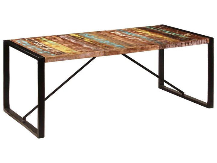 Malowany stół drewniany 100x200 – Veriz 5X Wysokość 75 cm Drewno Długość 200 cm Kolor Czarny Szerokość 100 cm Styl Vintage
