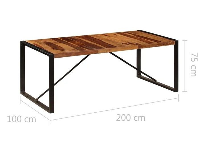 Industrialny stół z sheesham 100x200 - Veriz 6X Drewno Wysokość 75 cm Szerokość 100 cm Długość 200 cm  Kształt blatu Prostokątny