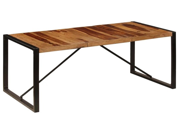 Industrialny stół z sheesham 100x200 - Veriz 6X Długość 200 cm Wysokość 75 cm Szerokość 100 cm Drewno Kolor Czarny Kolor Brązowy