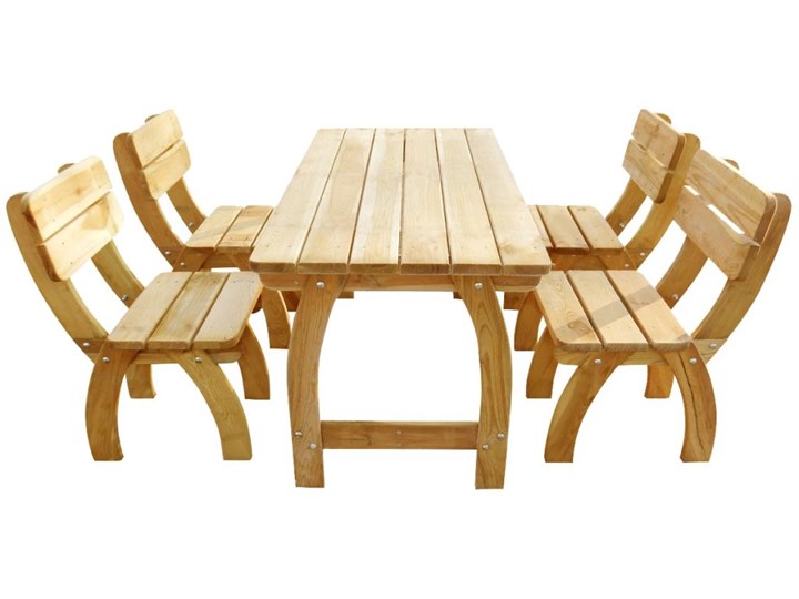 Zestaw drewnianych mebli ogrodowych Darco 4X - brązowy Drewno Styl Vintage Stoły z krzesłami Kategoria Zestawy mebli ogrodowych