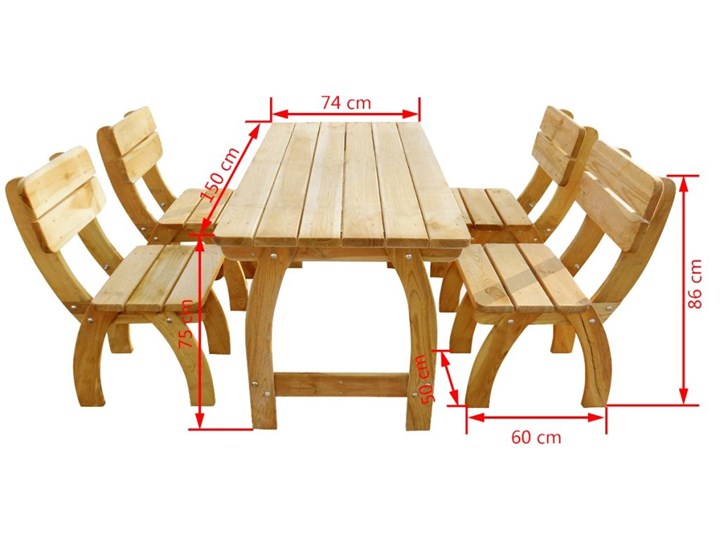 Zestaw drewnianych mebli ogrodowych Darco 4X - brązowy Stoły z krzesłami Drewno Zawartość zestawu Krzesła