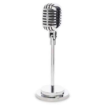DEVON mikrofon dekoracyjny srebrny, wys. 34 cm