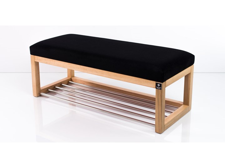 Ławeczka Pufa Tapicerowana Siedzisko Gładkie Czarny LPG-4 Rozmiary od 50 cm do 200 cm Pikowana Pomieszczenie Salon