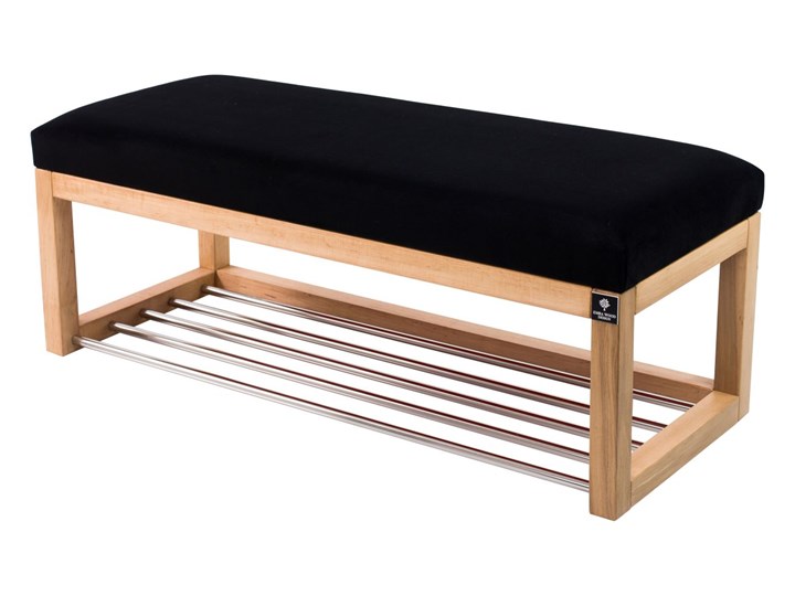 Ławeczka Pufa Tapicerowana Siedzisko Gładkie Czarny LPG-4 Rozmiary od 50 cm do 200 cm Pikowana Materiał nóżek Drewno