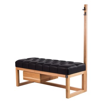 Ławka Szafka Pufa Pikowane Siedzisko Ekoskóra Czarny Wieszak LPP-13 Rozmiary od 50 cm do 200 cm