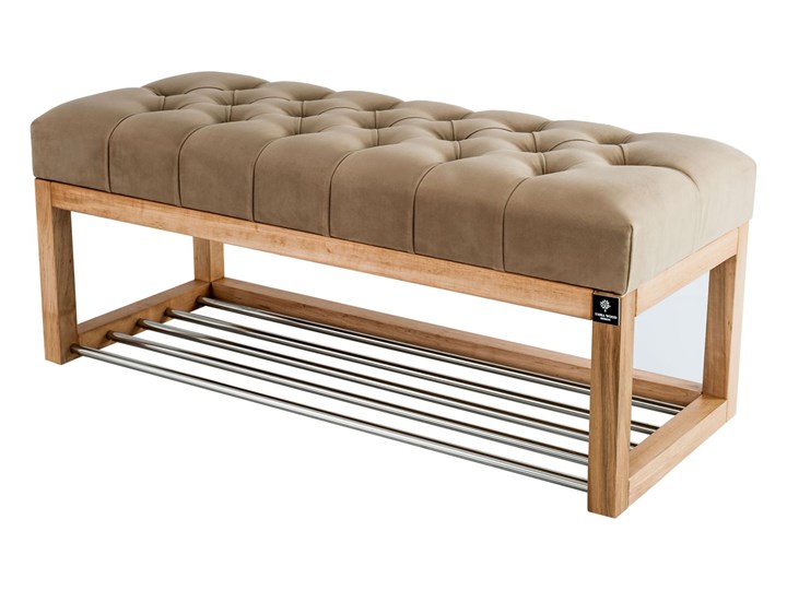 Ławeczka Pufa Pikowana Cappucino Guzik Tapicerowany LPP-4 Rozmiary od 50 cm do 200 cm Materiał nóżek Drewno