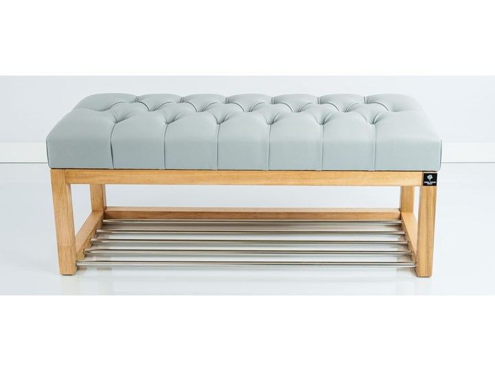 Ławeczka Pufa Pikowana Ekoskóra Popiel Guzik Tapicerowany LPP-4 Rozmiary od 50 cm do 200cm Kolor Szary