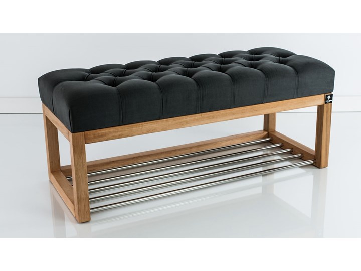 Ławeczka Pufa Pikowana Grafitowy Guzik Tapicerowany LPP-4 Rozmiary od 50 cm do 200 cm Pomieszczenie Salon