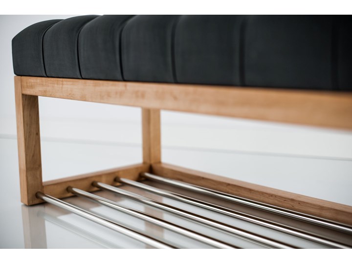 Ławeczka Pufa Pikowana Grafitowy Guzik Tapicerowany LPP-4 Rozmiary od 50 cm do 200 cm Materiał nóżek Drewno Pomieszczenie Salon