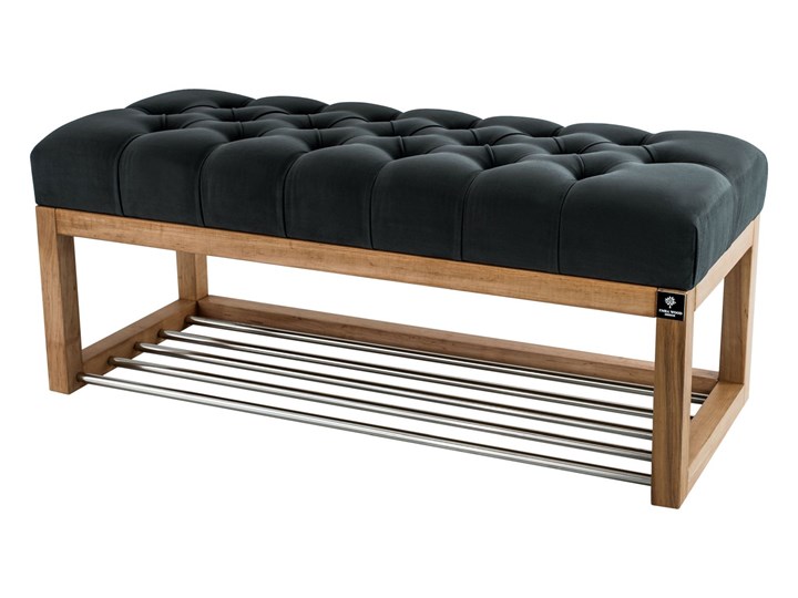 Ławeczka Pufa Pikowana Grafitowy Guzik Tapicerowany LPP-4 Rozmiary od 50 cm do 200 cm
