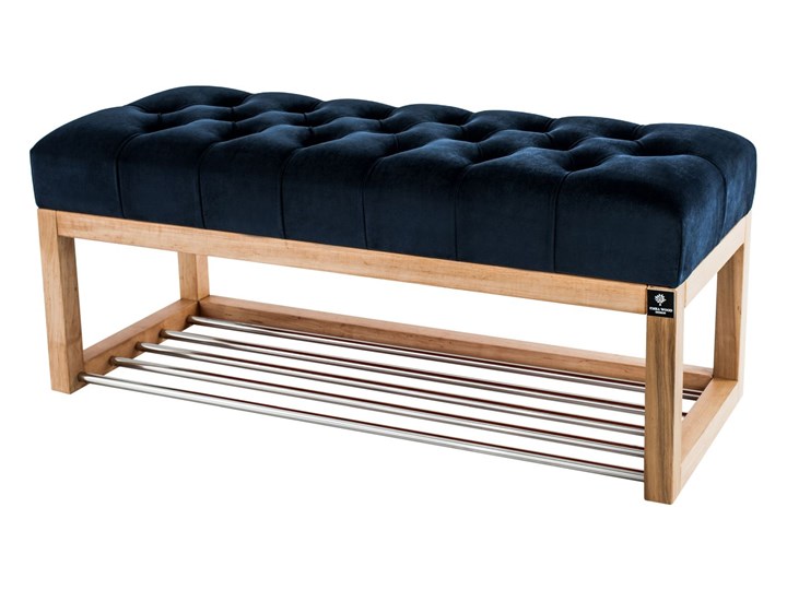 Ławeczka Pufa Pikowana Granat Guzik Tapicerowany LPP-4 Rozmiary od 50 cm do 200 cm Materiał nóżek Drewno Pomieszczenie Sypialnia