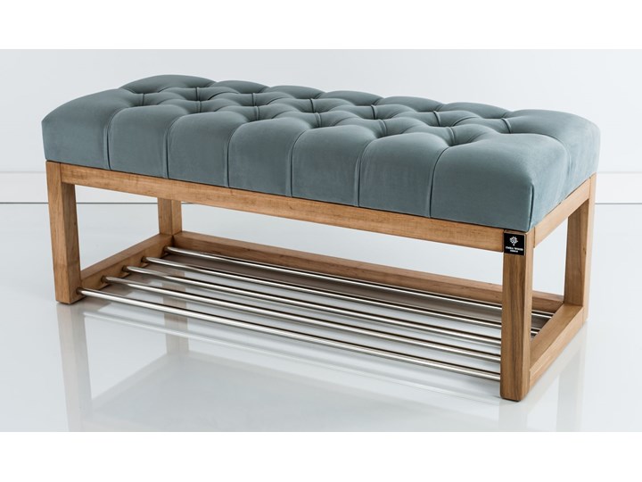 Ławeczka Pufa Pikowana Popielaty Guzik Tapicerowany LPP-4 Rozmiary od 50 cm do 120 cm Pomieszczenie Garderoba
