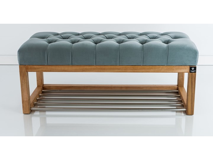 Ławeczka Pufa Pikowana Popielaty Guzik Tapicerowany LPP-4 Rozmiary od 50 cm do 120 cm Materiał obicia Skóra ekologiczna