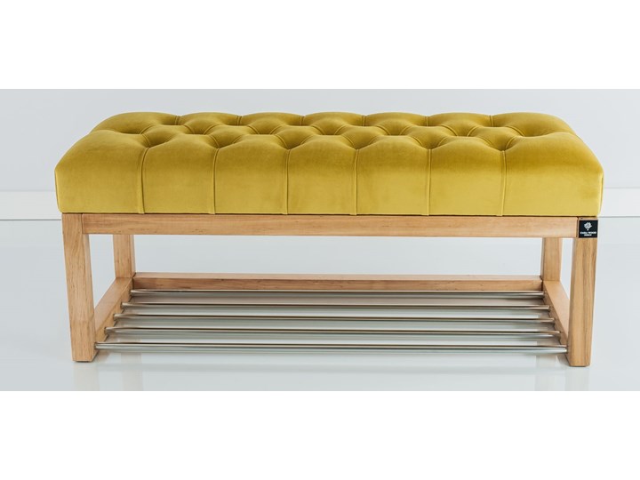 Ławeczka Pufa Pikowana Żółcień Cytrynowa Guzik Tapicerowany LPP-4 Rozmiary od 50 cm do 200 cm Materiał obicia Tkanina