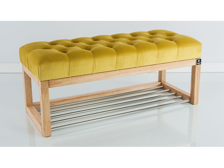 Ławeczka Pufa Pikowana Żółcień Cytrynowa Guzik Tapicerowany LPP-4 Rozmiary od 50 cm do 200 cm Materiał obicia Skóra ekologiczna