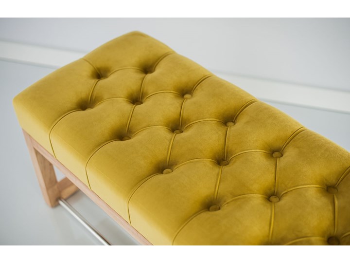 Ławeczka Pufa Pikowana Żółcień Cytrynowa Guzik Tapicerowany LPP-4 Rozmiary od 50 cm do 200 cm Styl Nowoczesny