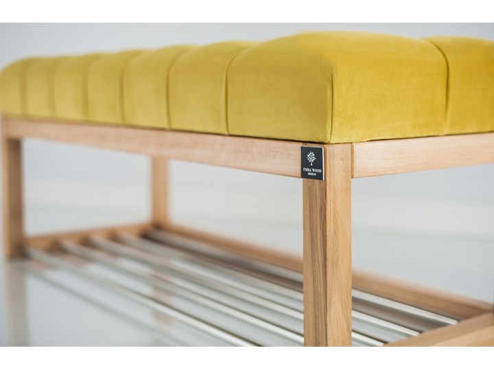 Ławeczka Pufa Pikowana Żółcień Cytrynowa Guzik Tapicerowany LPP-4 Rozmiary od 50 cm do 200 cm Pomieszczenie Przedpokój Styl Nowoczesny