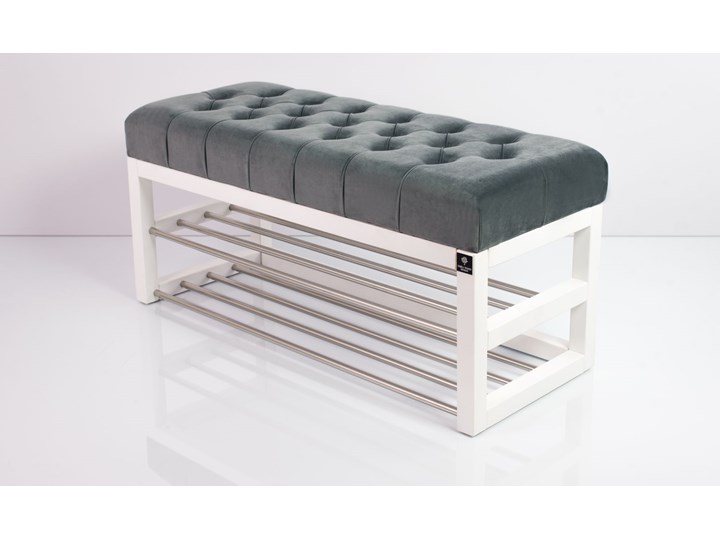 Ławeczka Pufa Pikowana Popiel Guzik Tapicerowany LPP-5 Rozmiary od 50 cm do 200 cm Materiał obicia Skóra ekologiczna