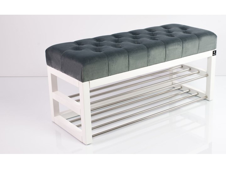Ławeczka Pufa Pikowana Popiel Guzik Tapicerowany LPP-5 Rozmiary od 50 cm do 200 cm Materiał nóżek Drewno