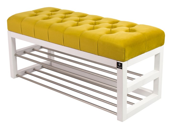 Ławeczka Pufa Pikowana Żółcień Cytrynowa Guzik Tapicerowany LPP-5 Rozmiary od 50 cm do 200 cm Pomieszczenie Garderoba