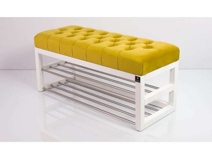 Ławeczka Pufa Pikowana Żółcień Cytrynowa Guzik Tapicerowany LPP-5 Rozmiary od 50 cm do 200 cm Materiał obicia Tkanina