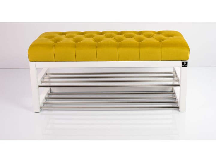 Ławeczka Pufa Pikowana Żółcień Cytrynowa Guzik Tapicerowany LPP-5 Rozmiary od 50 cm do 200 cm Materiał nóżek Drewno Materiał obicia Tkanina