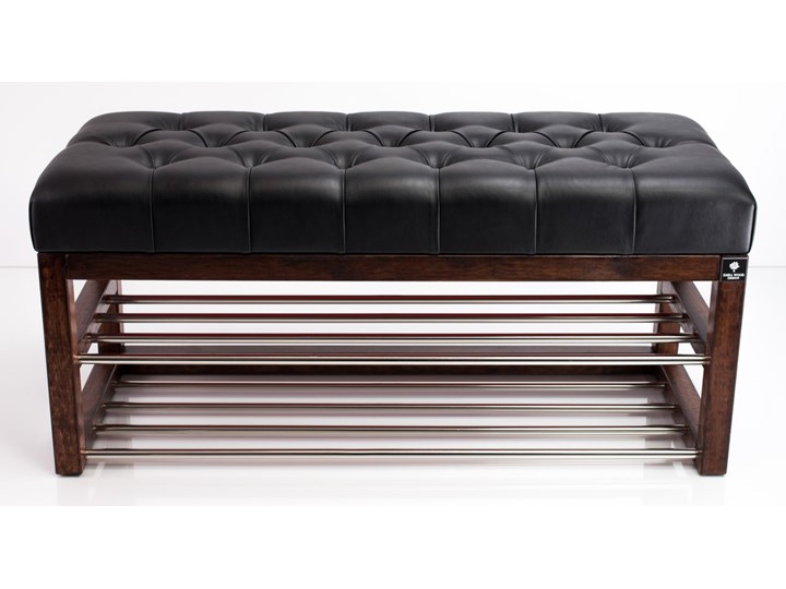 Ławeczka Pufa Pikowana Ekoskóra Czarny Guzik Tapicerowany LPP-5 Rozmiary od 50 cm do 200 cm Materiał obicia Skóra ekologiczna Pomieszczenie Sypialnia