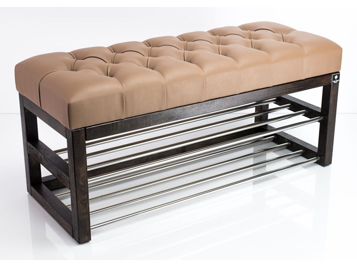 Ławeczka Pufa Pikowana Ekoskóra Cappucino Guzik Tapicerowany LPP-5 Rozmiary od 50 cm do 200 cm Kategoria Ławki do salonu Pomieszczenie Garderoba