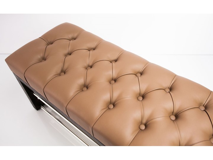Ławeczka Pufa Pikowana Ekoskóra Cappucino Guzik Tapicerowany LPP-5 Rozmiary od 50 cm do 200 cm Materiał nóżek Drewno