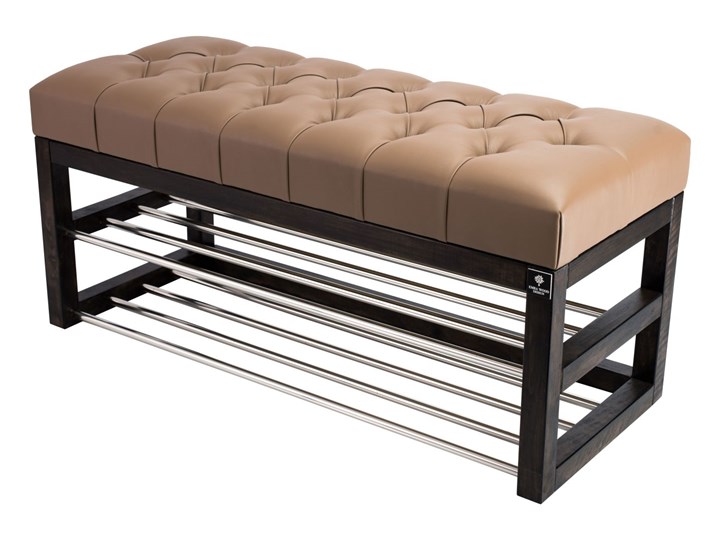 Ławeczka Pufa Pikowana Ekoskóra Cappucino Guzik Tapicerowany LPP-5 Rozmiary od 50 cm do 200 cm Materiał obicia Skóra ekologiczna