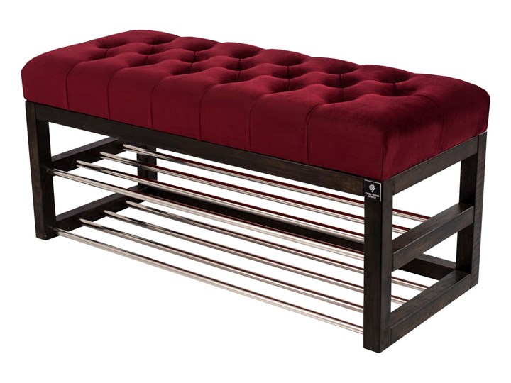 Ławeczka Pufa Pikowana Bordowy Guzik Tapicerowany LPP-5 Rozmiary od 50 cm do 200 cm Materiał nóżek Drewno Styl Nowoczesny