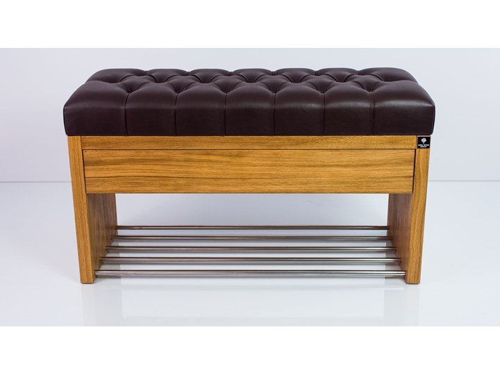 Ławka Szafka Pufa Pikowane Siedzisko Ekoskóra Brązowy LPS-3 Rozmiary od 50 cm do 200 cm Styl Nowoczesny Pikowana Materiał nóżek Drewno