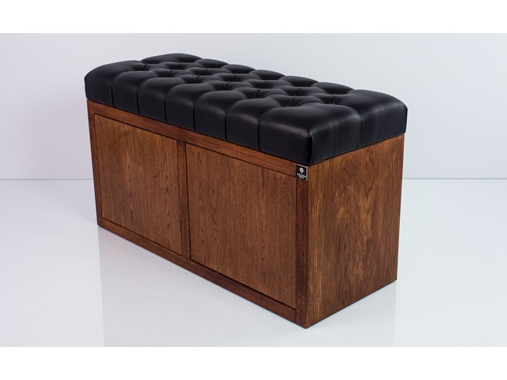 Ławka Szafka Pufa Pikowane Siedzisko Ekoskóra Czarny LPS-6 Rozmiary od 50 cm do 200 cm Pikowana Styl Vintage