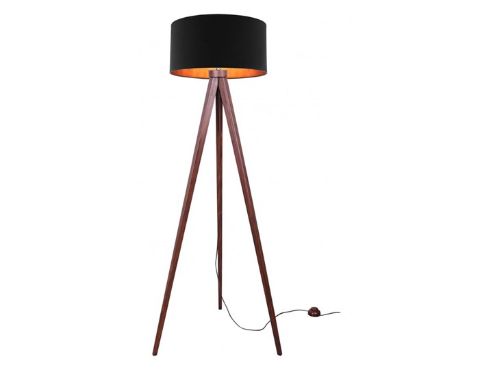 Lampa Stojąca Drewniana Trójnóg Abażur ze Złotym Wnętrzem Drewno Lampa z abażurem Lampa z kloszem Styl Nowoczesny Lampa sztalugowa Lampa LED Kategoria Lampy podłogowe