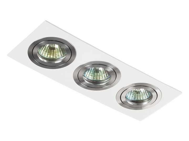 Potrójna sufitowa ruchoma podtynkowa oprawa 3x MR16 GU10 biała/aluminium Kolor Biały Prostokątne Oprawa ruchoma Oprawa stropowa Oprawa halogenowa Kategoria Oprawy oświetleniowe