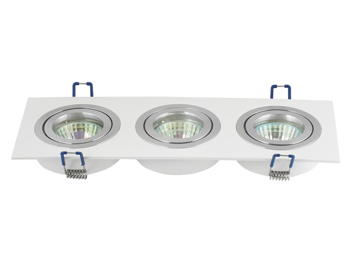 Potrójna sufitowa ruchoma podtynkowa oprawa 3x MR16 GU10 biała/aluminium Oprawa stropowa Oprawa ruchoma Oprawa halogenowa Kolor Biały Prostokątne Kategoria Oprawy oświetleniowe