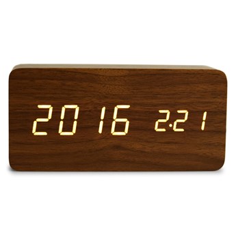 WOODOO CLOCK drewniany cyfrowy zegar LED ciemne drewno