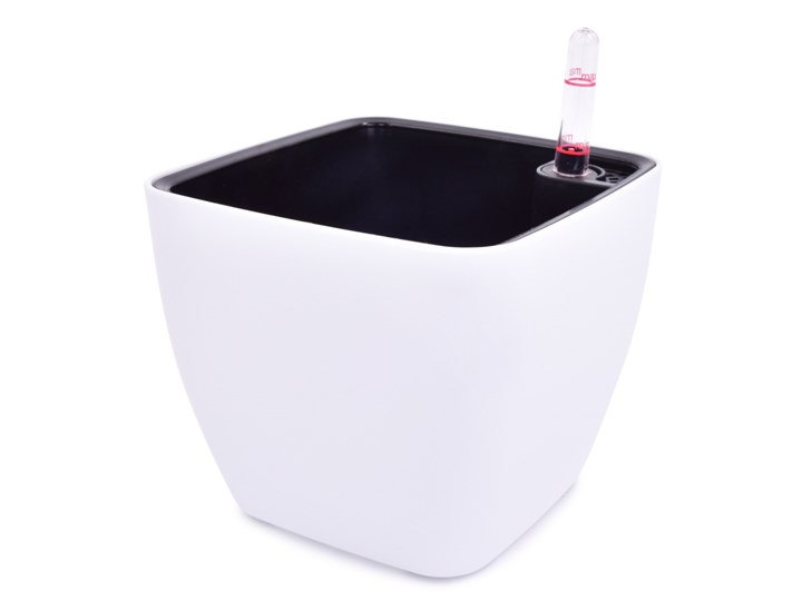 Samopodlewająca doniczka wolnostojąca biała, 15 x 15 x 13 cm Donica ogrodowa Plastik Kolor Biały Kwadratowy Kategoria Donice ogrodowe