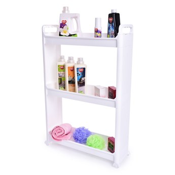 Mobilny regał SLIM WHITE 17 cm do wąskich przestrzeni, 3-piętrowy wys. 81 cm