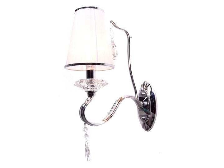 LAMPA ŚCIENNA KINKIET KRYSZTAŁOWY BIAŁY FINEZZIA W1 Metal Kinkiet łazienkowy Kinkiet z abażurem Szkło Tkanina Kinkiet z kloszem Kinkiet dekoracyjny Styl Glamour