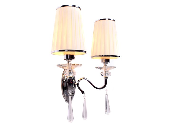 LAMPA ŚCIENNA KINKIET KRYSZTAŁOWY BIAŁY FEDERRICA W2 Kinkiet z abażurem Kinkiet dekoracyjny Kinkiet z kloszem Tkanina Metal Styl Glamour