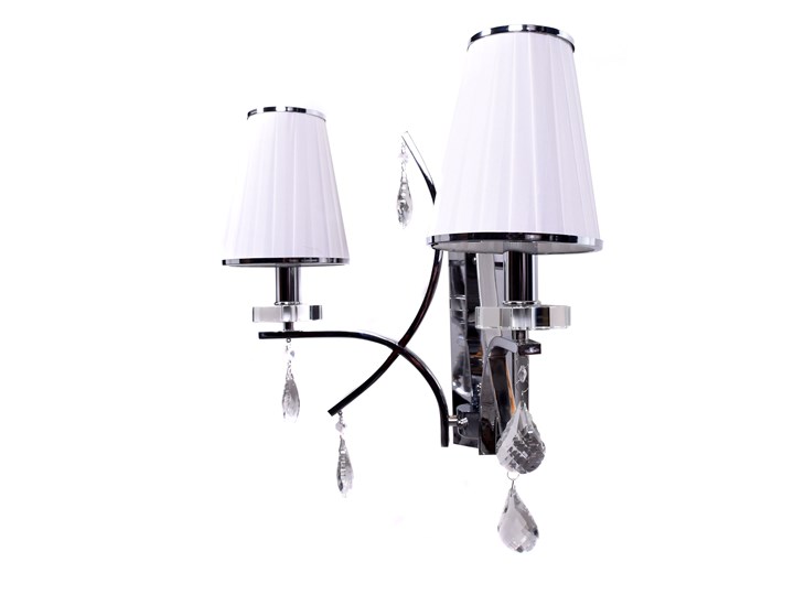 LAMPA ŚCIENNA KINKIET NOWOCZESNY BIAŁY GLAMOUR W2 Kinkiet z abażurem Kryształ Kinkiet z kloszem Tkanina Metal Kinkiet dekoracyjny Kategoria Lampy ścienne 