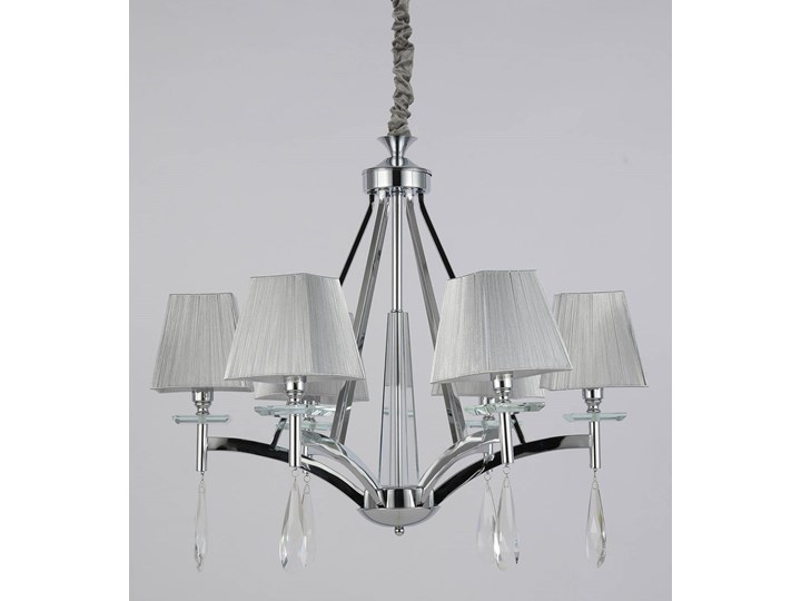 KLASYCZNY ŻYRANDOL KRYSZTAŁOWY CHROMOWANY VALENTINA W6 Lampa z kryształkami Tkanina Kolor Biały Lampa z abażurem Lampa z kloszem Szkło Metal Kategoria Lampy wiszące