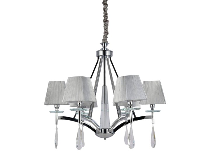 KLASYCZNY ŻYRANDOL KRYSZTAŁOWY CHROMOWANY VALENTINA W6 Tkanina Metal Lampa z kloszem Lampa z abażurem Ilość źródeł światła 6 źródeł Szkło Lampa z kryształkami Pomieszczenie Salon